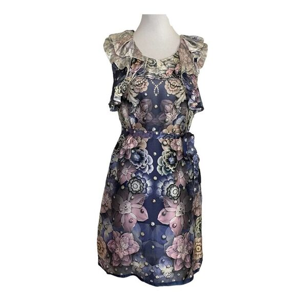 Anthropologie Leifsdottir Designer Silk Floral Dress size 4 - Picture 1 of 13